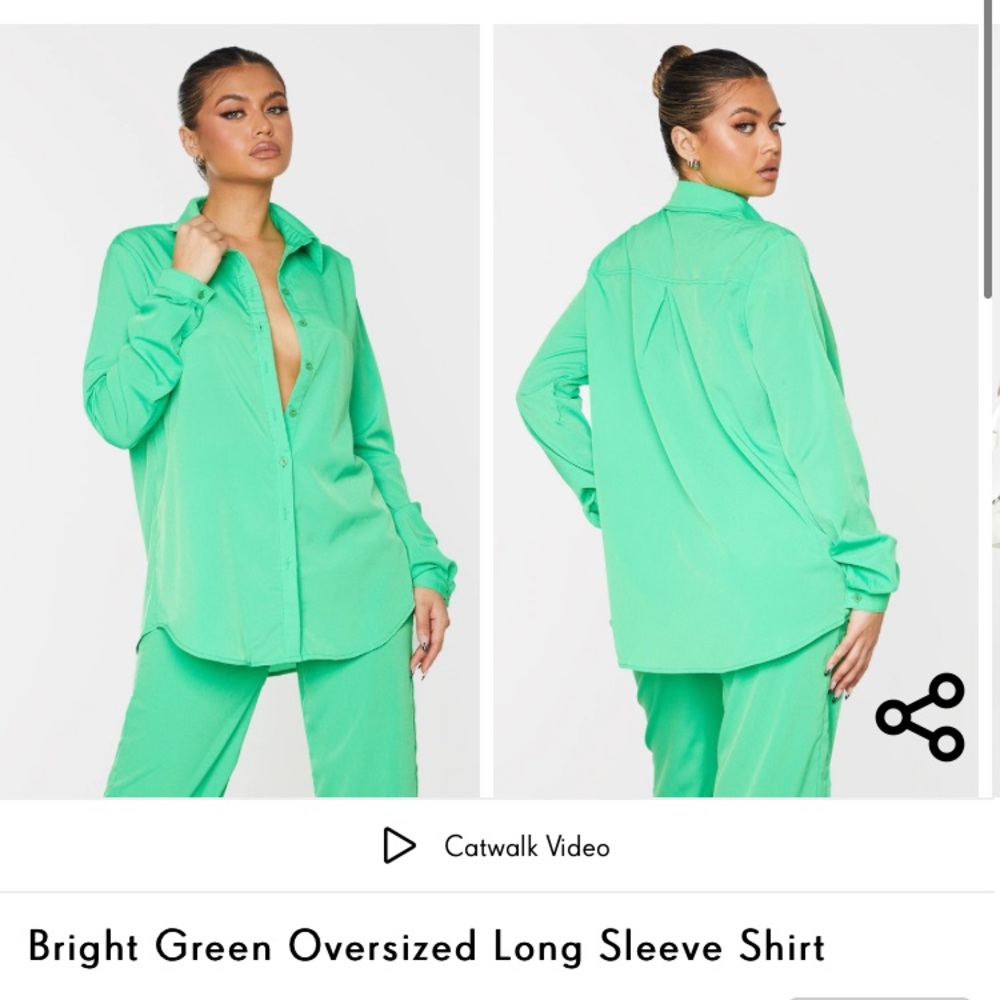PRETTYLITTLETHING Bright Green Oversized Long Sleeve Shirt - Picture 4 of 4